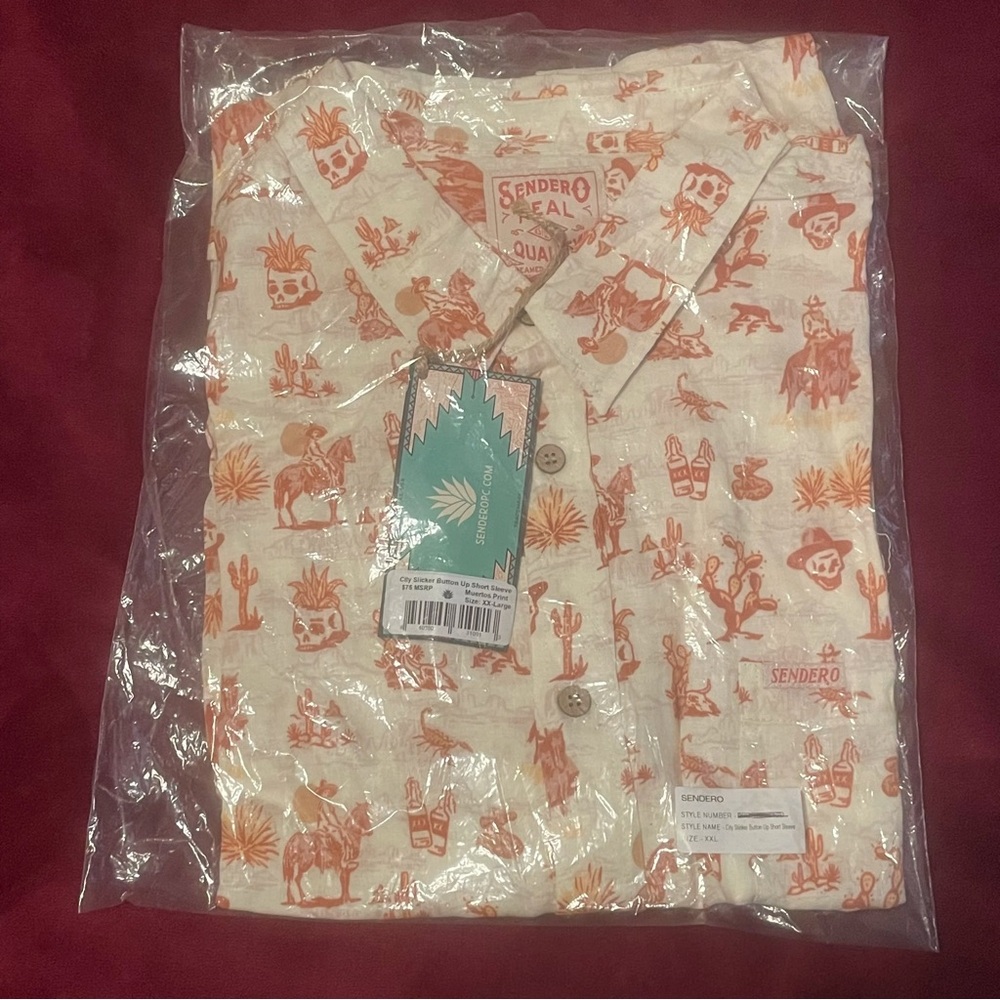 XX-Large Sendero City Slick Short Sleeve Button Up - Muertos Pattern - NWT - Picture 2 of 3